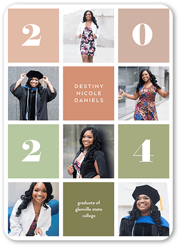 Grad Lattice Graduation Announcement, Green, 5x7 Flat, Write Your Own Greeting, Matte, Signature Smooth Cardstock, Rounded