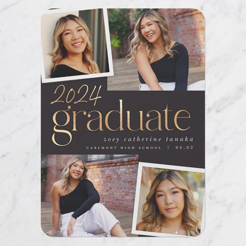 Overlayed Photos Graduation Announcement, Rounded Corners