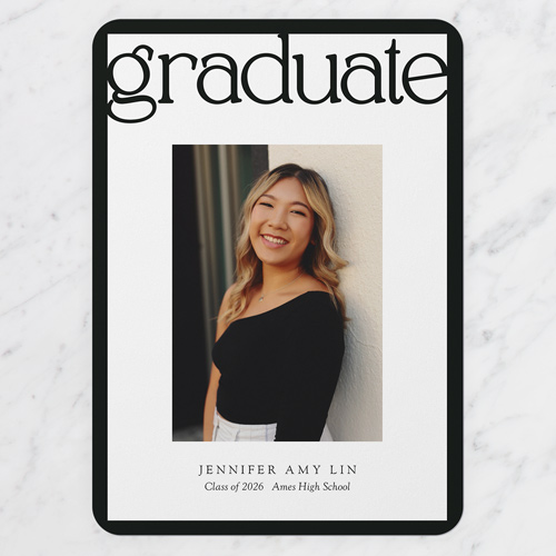 Boldly Said Graduation Announcement, Black, 5x7 Flat, Matte, Signature Smooth Cardstock, Rounded, Black