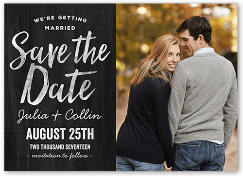Getting Married Save The Date, Black, Pearl Shimmer Cardstock, Square