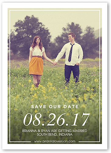 Absolutely In Love Save The Date, White, 5x7 Flat, 100% Recycled Cardstock , Square