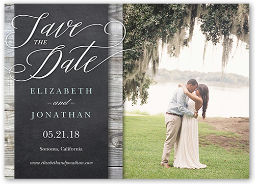 Wood Frame Save The Date, Grey, none, 5x7 Flat, Luxe Double-Thick Cardstock, Square