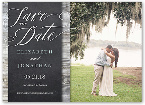 Wood Frame Save The Date, Grey, none, 5x7 Flat, Pearl Shimmer Cardstock, Square