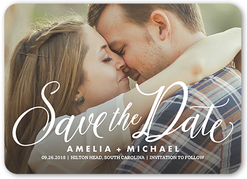Special Script Save The Date, none, White, 5x7 Flat, Matte, Signature Smooth Cardstock, Rounded