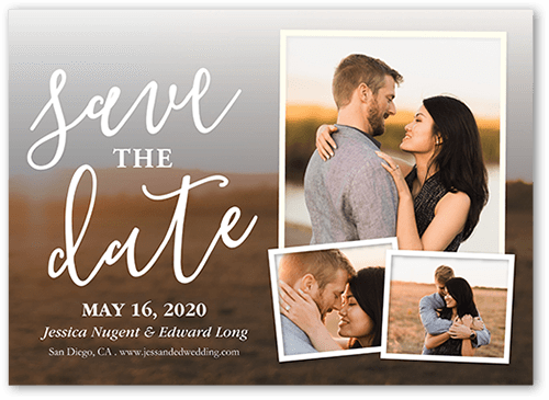 Forever Photo Save The Date, White, 5x7, Pearl Shimmer Cardstock, Square