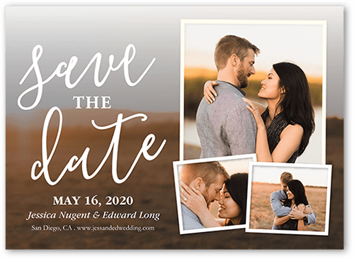 Forever Photo Save The Date, White, 5x7 Flat, Pearl Shimmer Cardstock, Square