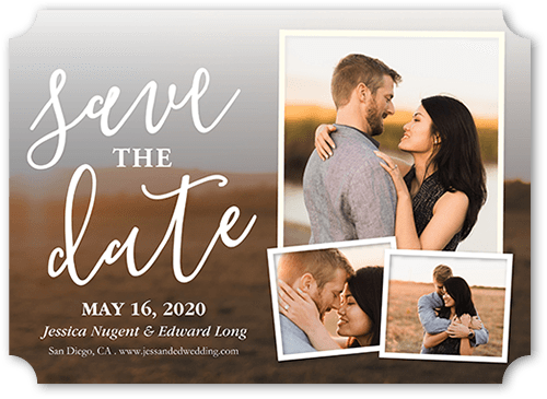 Forever Photo Save The Date, White, 5x7, Pearl Shimmer Cardstock, Ticket