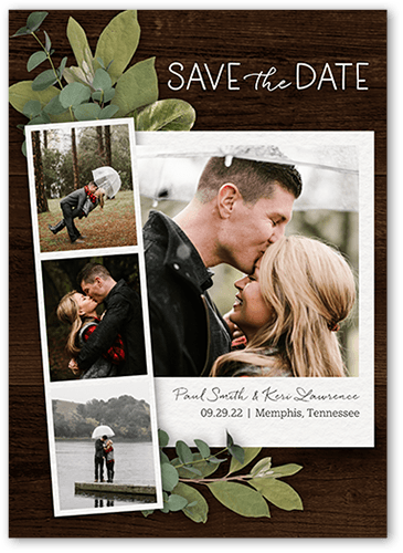 Stemmed Snapshot Save The Date, Brown, 5x7 Flat, Pearl Shimmer Cardstock, Square