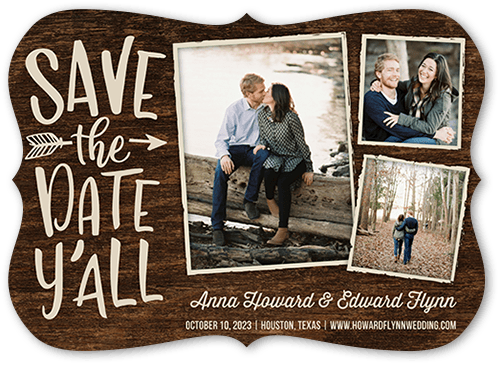 Southern Engagement Save The Date, Brown, 5x7 Flat, Matte, Signature Smooth Cardstock, Bracket, White