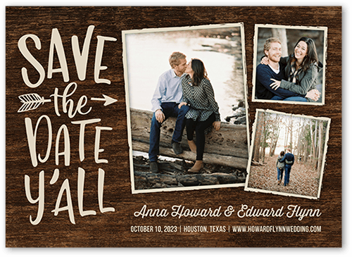 Southern Engagement Save The Date, Brown, 5x7 Flat, Luxe Double-Thick Cardstock, Square