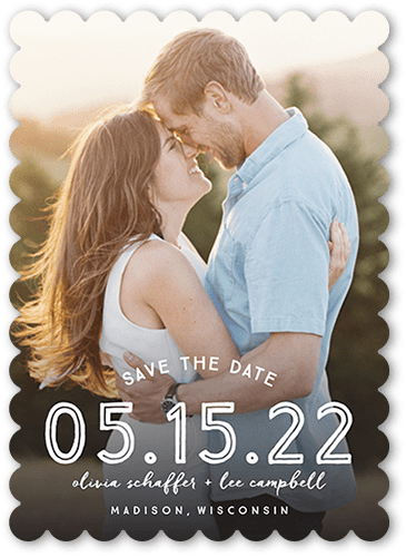 Gradient Love Save The Date, White, 5x7, Matte, Signature Smooth Cardstock, Scallop
