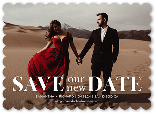 The New Date Save The Date, White, 5x7, Matte, Signature Smooth Cardstock, Scallop