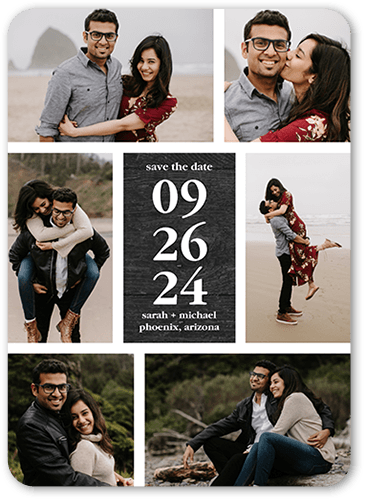 Minimal Rustic Save The Date, Black, 5x7 Flat, Pearl Shimmer Cardstock, Rounded, Black
