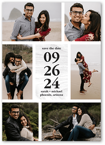 Minimal Rustic Save The Date, White, 5x7 Flat, Pearl Shimmer Cardstock, Square, White
