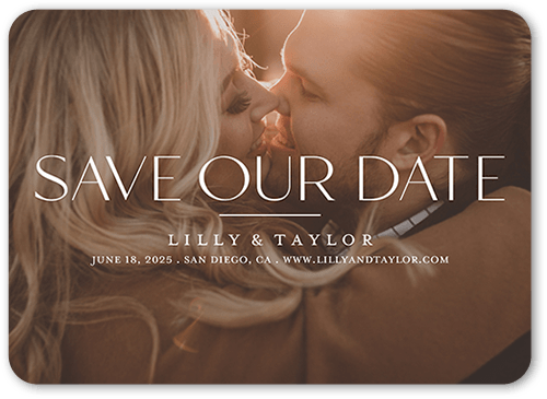 Modern Serif Save The Date, White, 5x7 Flat, 100% Recycled Cardstock , Rounded, White