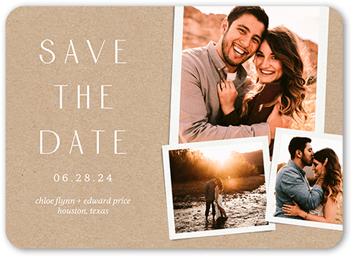 Marble Base Save The Date, Beige, 5x7 Flat, Pearl Shimmer Cardstock, Rounded, Beige