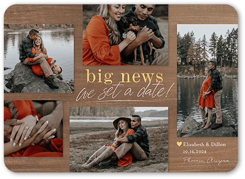 Huge News Save The Date, Brown, 5x7 Flat, Matte, Signature Smooth Cardstock, Rounded, Clove