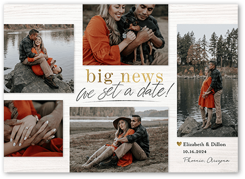 Huge News Save The Date, White, 5x7 Flat, Standard Smooth Cardstock, Square