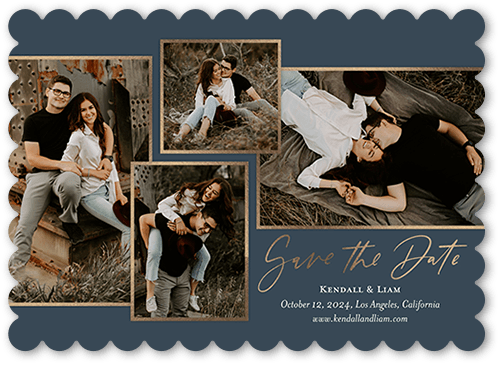 Fresh Frames Save The Date, Grey, 5x7 Flat, Matte, Signature Smooth Cardstock, Scallop