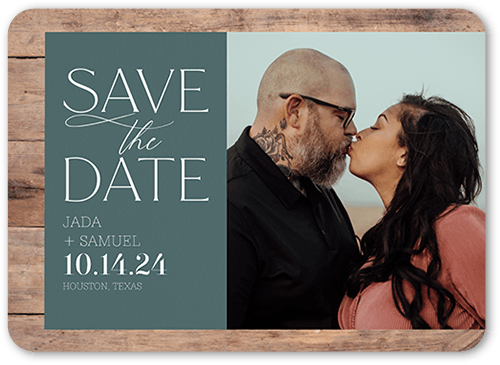 Rustic Date Save The Date, Grey, 5x7 Flat, Standard Smooth Cardstock, Rounded