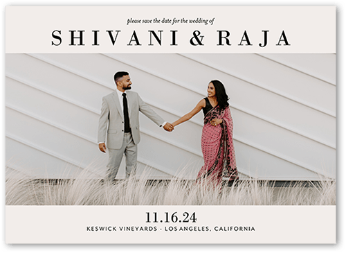 Framed Photo Save The Date, none, White, 5x7 Flat, Pearl Shimmer Cardstock, Square, White