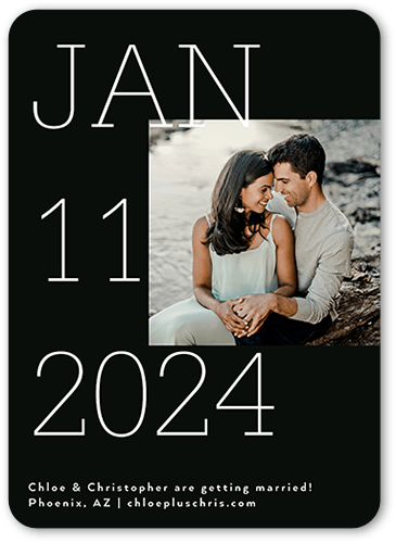 The Biggest Day Save The Date, Black, 5x7 Flat, Pearl Shimmer Cardstock, Rounded, Black