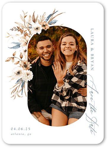 Wild Botanic Save The Date, Grey, 5x7 Flat, 100% Recycled Cardstock , Rounded