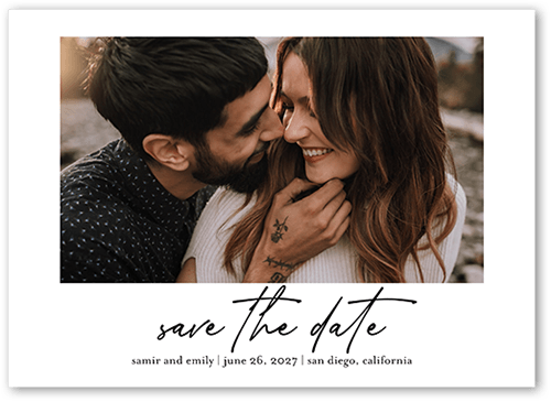 About The Date Save The Date, White, 5x7 Flat, Luxe Double-Thick Cardstock, Square