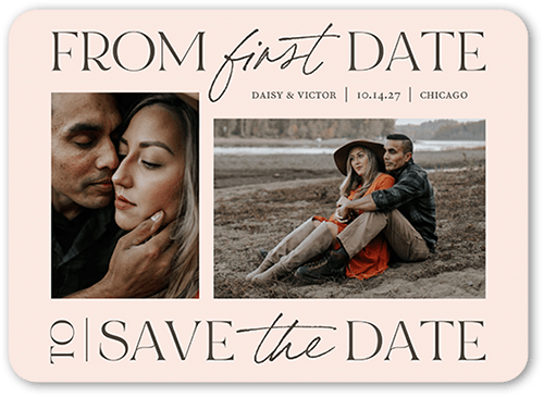 Important Dates Save The Date, Pink, 5x7 Flat, Pearl Shimmer Cardstock, Rounded