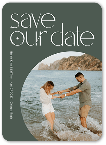 Around The Date Save The Date, Green, 5x7 Flat, Matte, Signature Smooth Cardstock, Rounded, Green