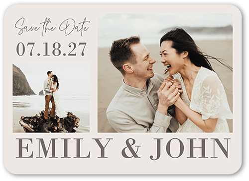 Set On A Date Save The Date, White, 5x7 Flat, Pearl Shimmer Cardstock, Rounded