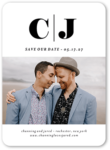 Two Together Save The Date, White, 5x7 Flat, Write Your Own, Matte, Signature Smooth Cardstock, Rounded