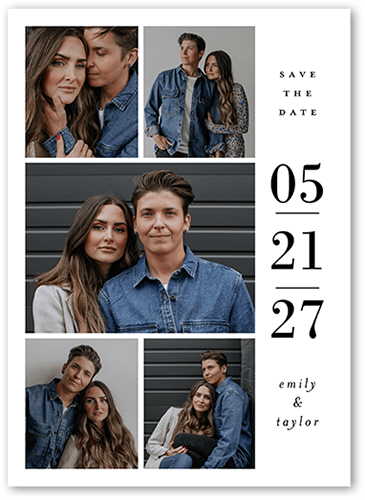 Making Many Memories Save The Date, White, 5x7 Flat, Pearl Shimmer Cardstock, Square