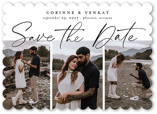 Overlapping Memories Save The Date, White, 5x7 Flat, Matte, Signature Smooth Cardstock, Scallop