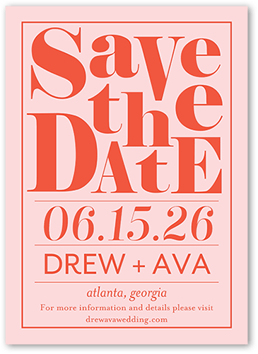 Romantic Reminder Save The Date, Pink, 5x7 Flat, Matte, Standard Smooth Cardstock, Square, White