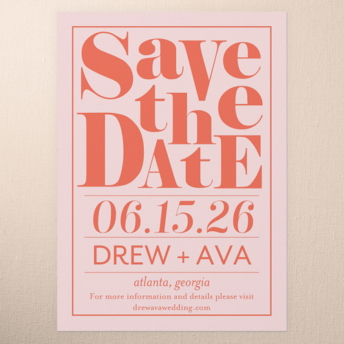 Romantic Reminder Save The Date, Pink, 5x7 Flat, Standard Smooth Cardstock, Square