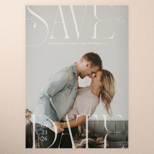 Chic Art Deco Save The Date, White, 5x7 Flat, Standard Smooth Cardstock, Square, White