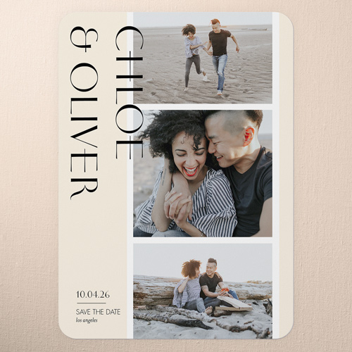 Together Soon Save The Date, Beige, 5x7 Flat, Standard Smooth Cardstock, Rounded, Apricot Mousse