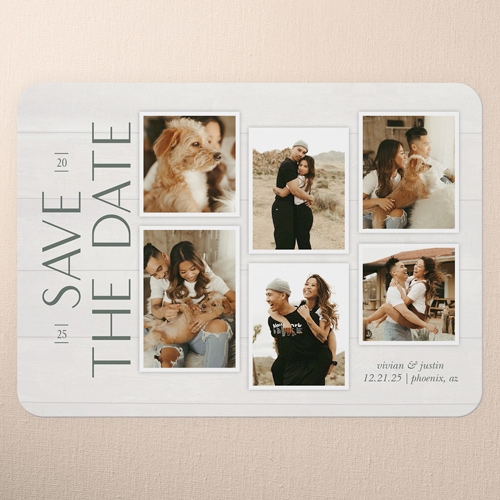 Timeless Charm Save The Date, White, 5x7 Flat, 100% Recycled Cardstock ?, Rounded