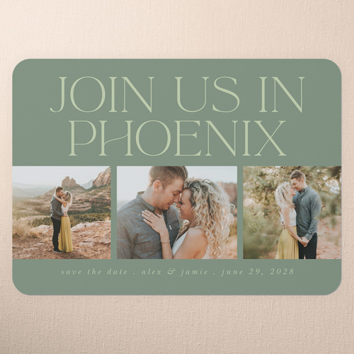 Welcomed Attendance Save The Date, Green, 5x7 Flat, Write Your Own Greeting, Standard Smooth Cardstock, Rounded