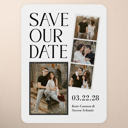 Graceful Film Save The Date, White, 5x7 Flat, Standard Smooth Cardstock, Rounded