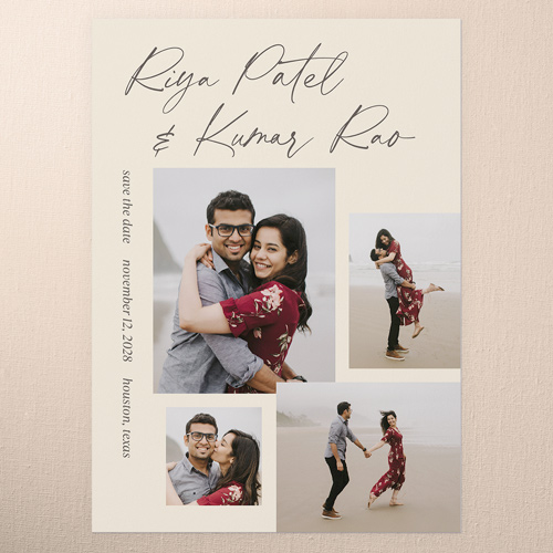 Heartfelt Bond Save The Date, Beige, 5x7 Flat, Pearl Shimmer Cardstock, Square
