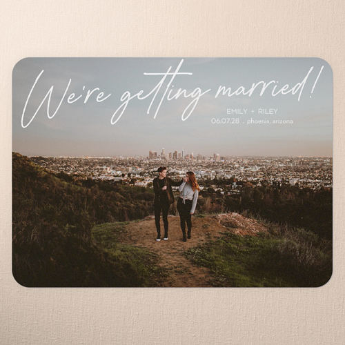 Marriage Awaits Save The Date, White, 5x7 Flat, Standard Smooth Cardstock, Rounded