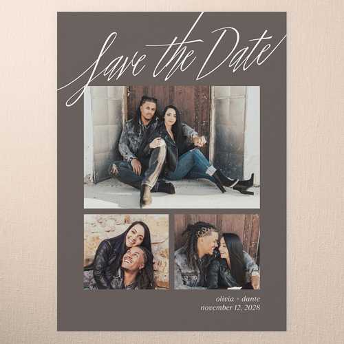 Countdown To Love Save The Date, Gray, 5x7 Flat, Pearl Shimmer Cardstock, Square, Gray