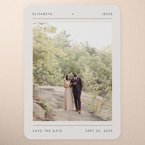 Elegant Keepsake Save The Date, Beige, 5x7 Flat, 100% Recycled Cardstock , Rounded, Sandstone