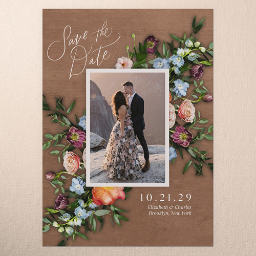 Stunning Bouquet Save The Date, Brown, 5x7 Flat, 100% Recycled Cardstock , Square, Brown