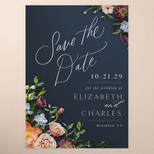 Stunning Corners Save The Date, Blue, 5x7 Flat, Standard Smooth Cardstock, Square, Navy