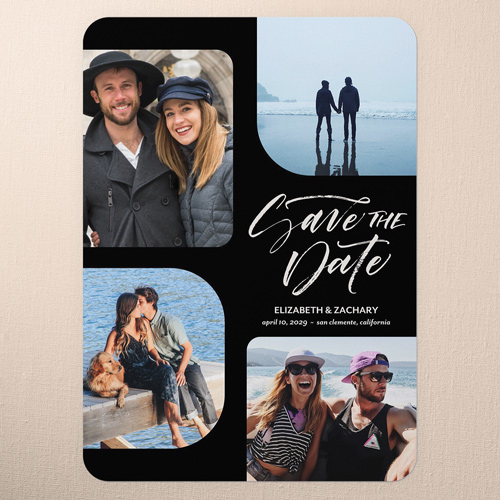 Soft Corners Save The Date, Black, 5x7 Flat, Matte, Signature Smooth Cardstock, Rounded, Black