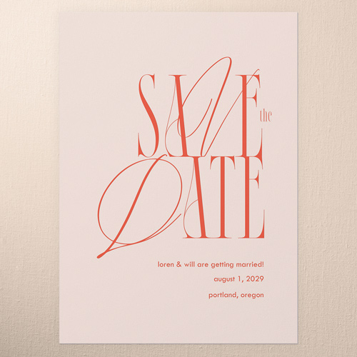 Iconic Impression Save The Date, Pink, 5x7 Flat, Luxe Double-Thick Cardstock, Square, Strawberry