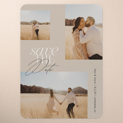 Subtle Chic Save The Date, Beige, 5x7 Flat, Standard Smooth Cardstock, Rounded, Wheat